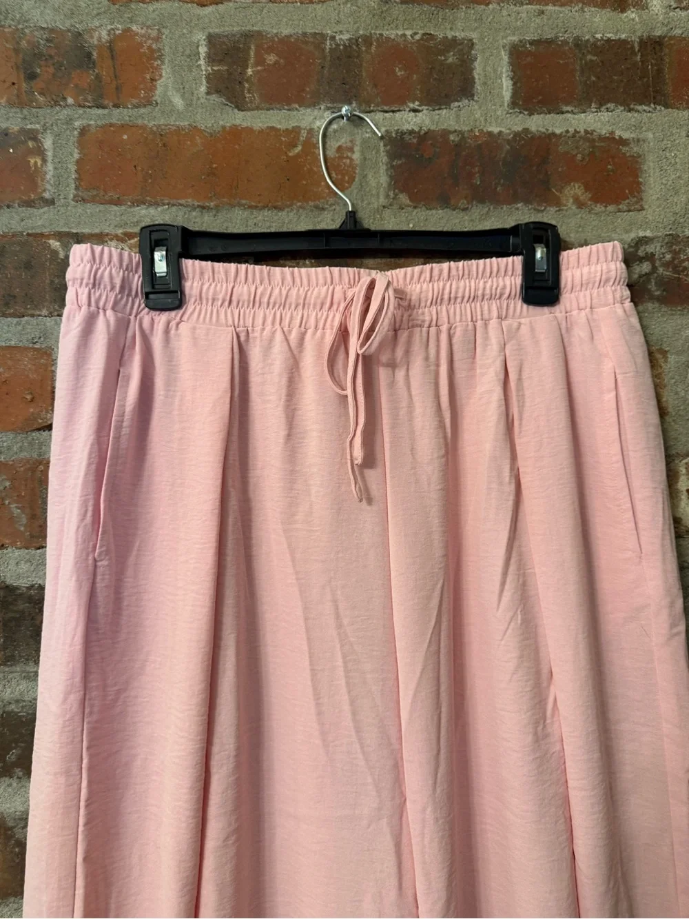 P96 - Francesca's Collections Light Pink Drawstring Wide Leg Pants